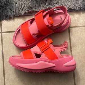 Adidas Women's Pink and Orange Sandals